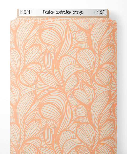 Tissu - Feuilles abstraites orange