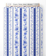 Tissu - Rayures florales bleues alternées
