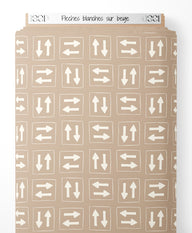 Tissu - Flèches blanches sur beige