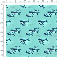 Tissu - Baleines bleues sur fond turquoise
