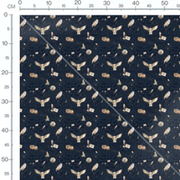 Tissu - Chouettes et objets magiques