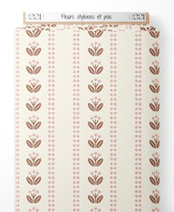 Tissu - Fleurs stylisées et pois