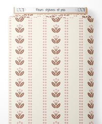 Tissu - Fleurs stylisées et pois