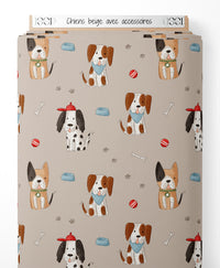 Tissu - Chiens beige avec accessoires