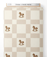 Tissu - Chevaux à bascule marron