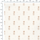 Tissu - Étoiles et texte beige