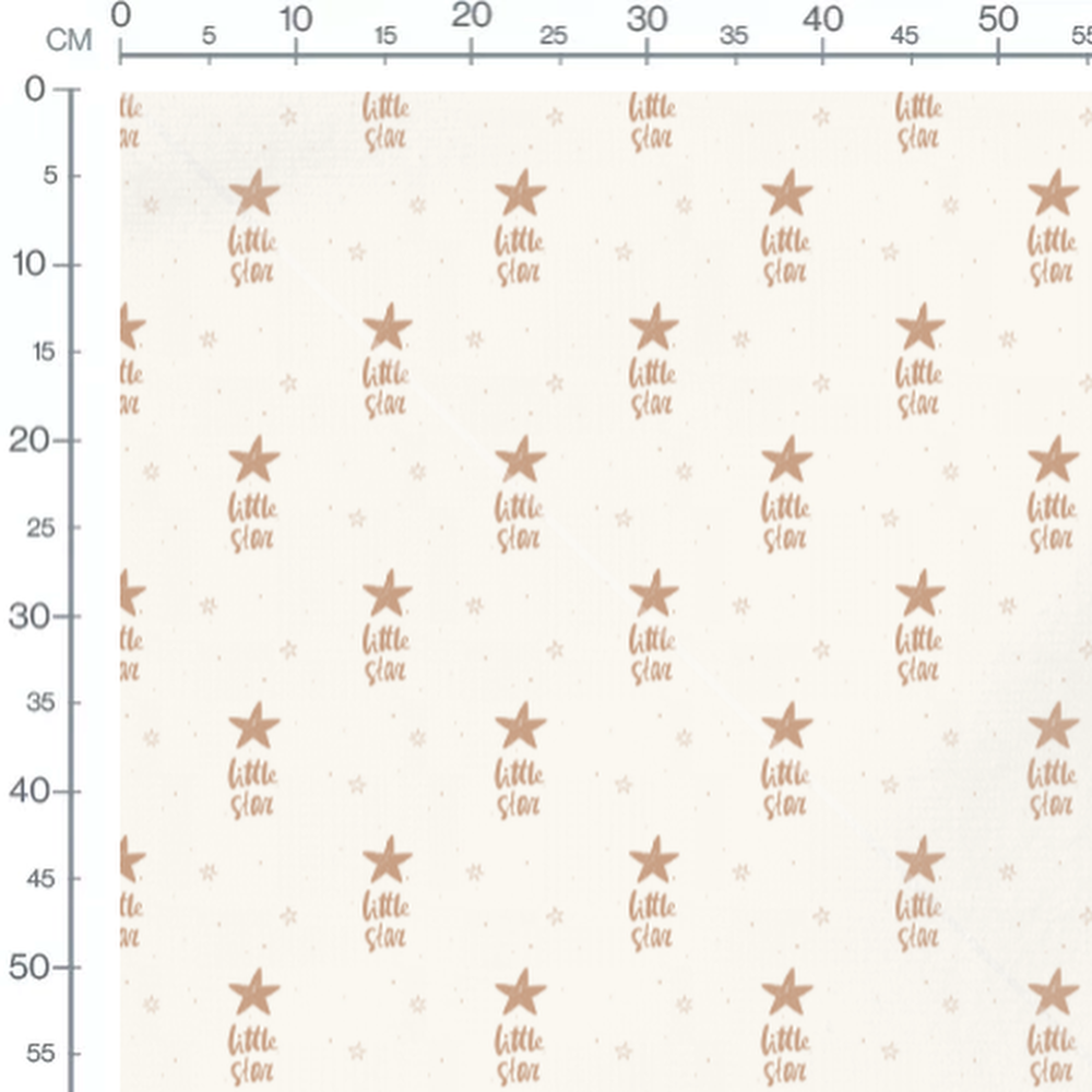 Tissu - Étoiles et texte beige