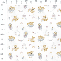 Tissu - Animaux mignons et arcs-en-ciel