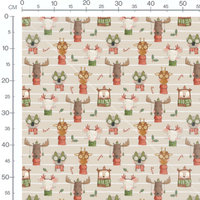 Tissu - Animaux avec accessoires rouges