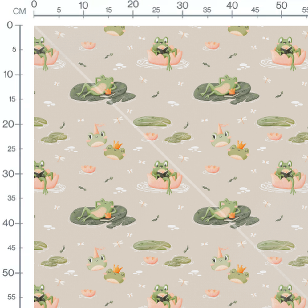 Tissu - Grenouilles littéraires en beige