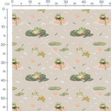 Tissu - Grenouilles littéraires en beige