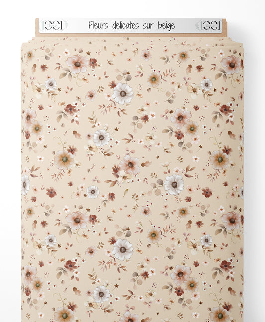Tissu - Fleurs délicates sur beige