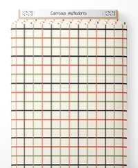Tissu - Carreaux multicolores sur fond