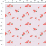 Tissu - Pastèques sur fond rose clair