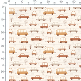Tissu - Voitures et arbres rétro