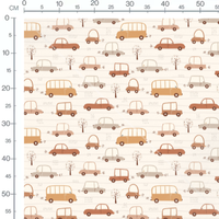 Tissu - Voitures et arbres rétro