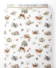 Tissu - Cerfs et fleurs en forêt