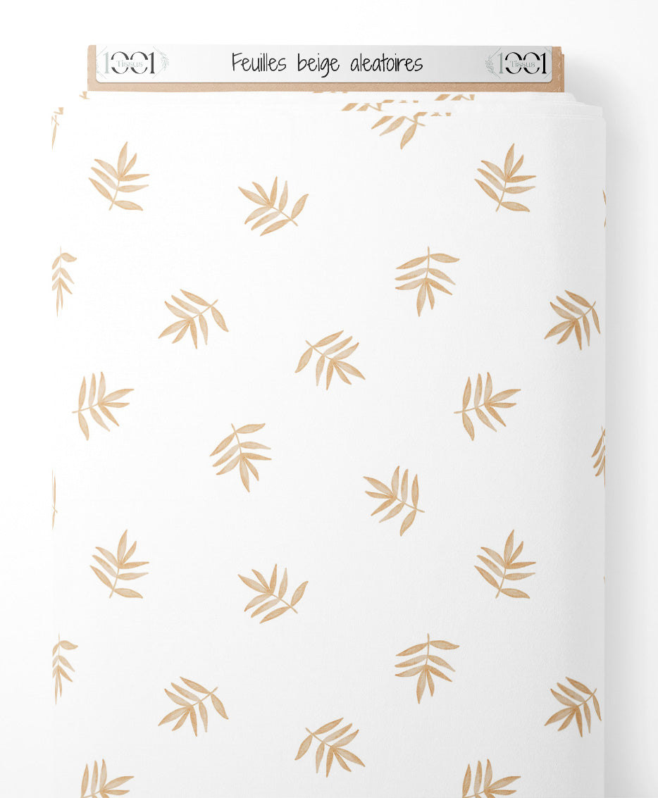 Tissu - Feuilles beige aléatoires