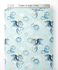 Tissu - Dragons et nuages rêveurs