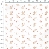 Tissu - Lapins beige sur fond blanc