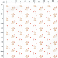 Tissu - Lapins beige sur fond blanc
