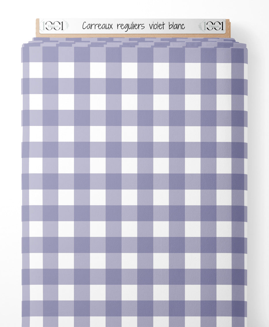 Tissu - Carreaux réguliers violet-blanc