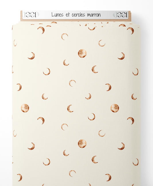 Tissu - Lunes et cercles marron