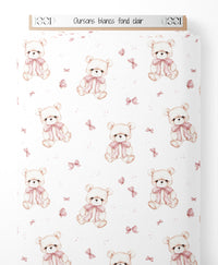 Tissu - Oursons blancs sur fond clair