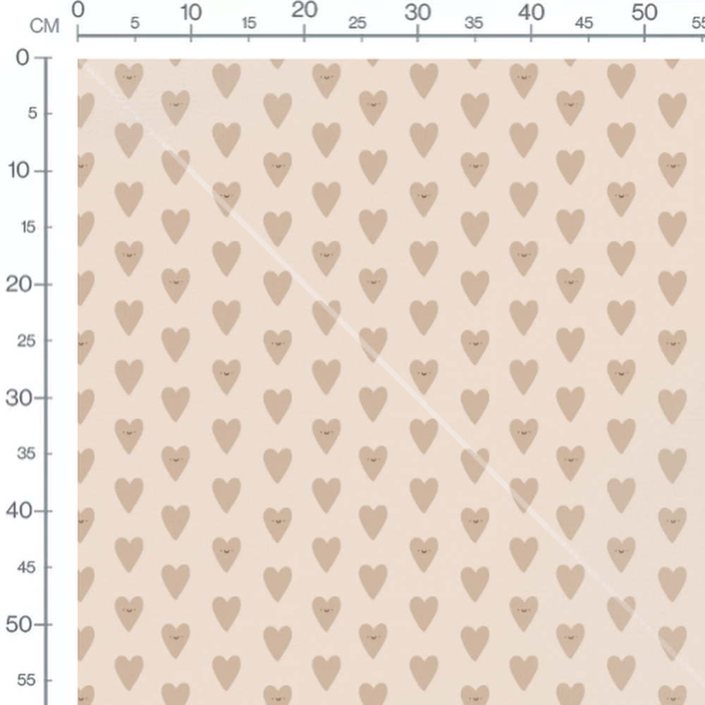 Tissu - Cœurs souriants sur crème