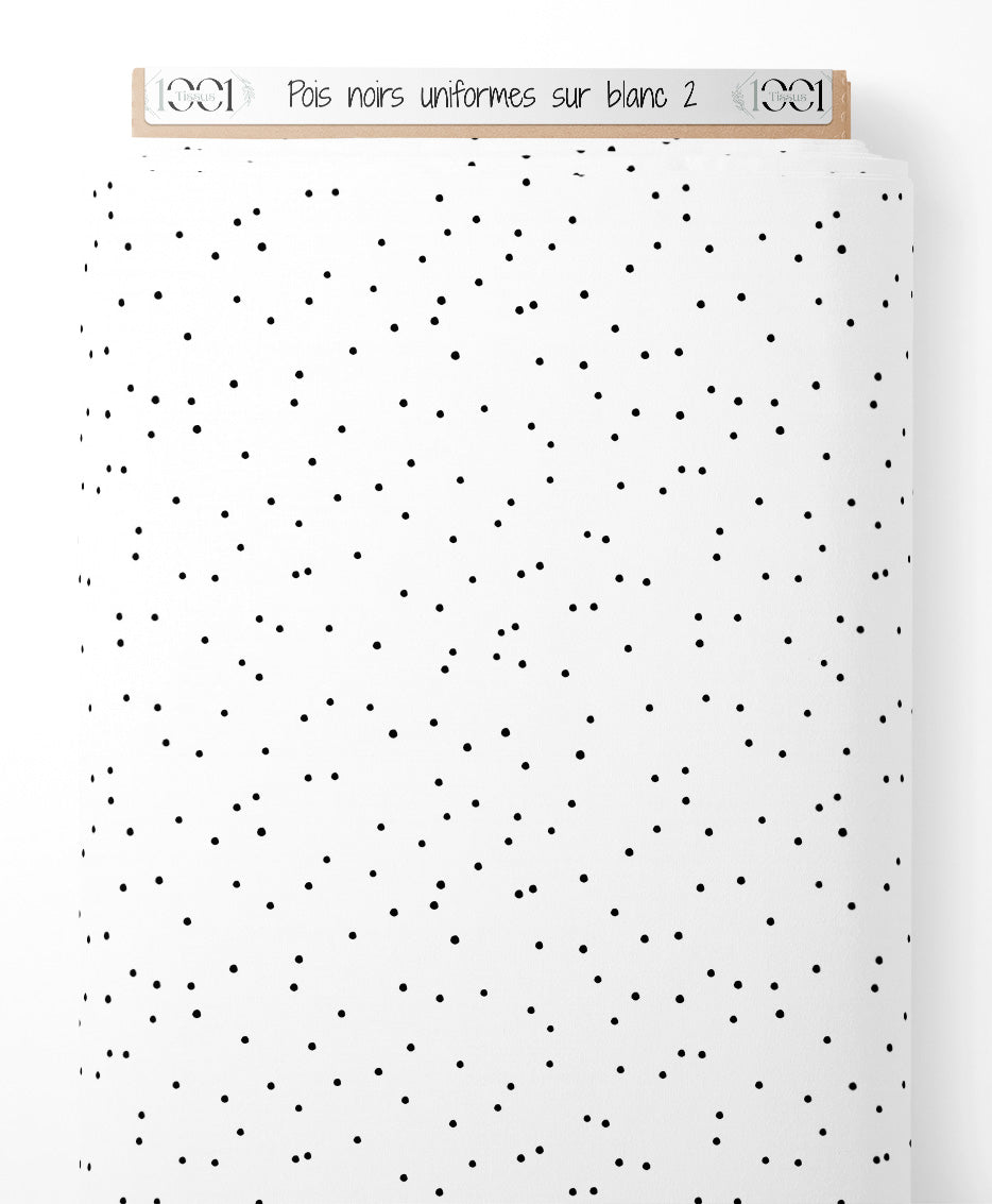 Tissu - Pois noirs uniformes sur blanc 2