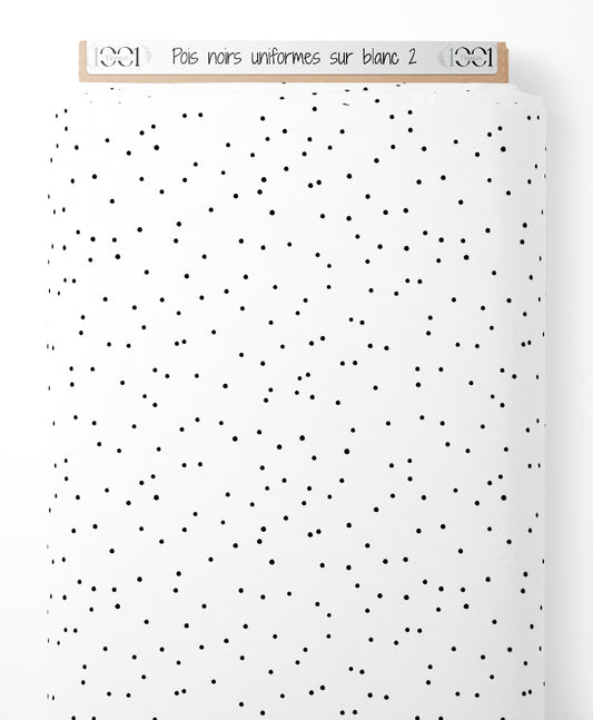 Tissu - Pois noirs uniformes sur blanc 2