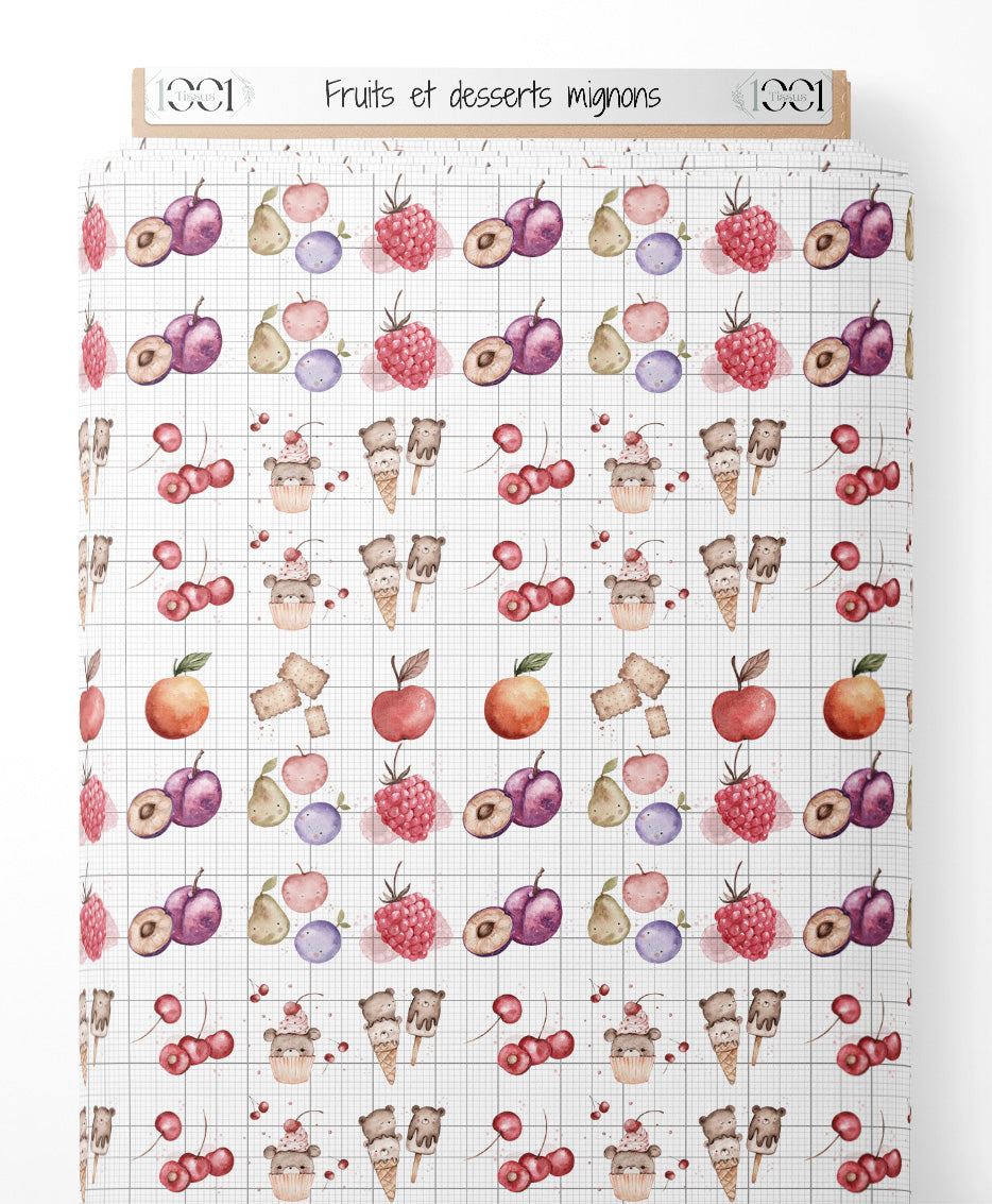 Tissu - Fruits et desserts mignons