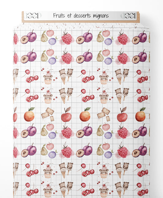 Tissu - Fruits et desserts mignons