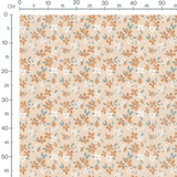 Tissu - Fleurs marron et blanches