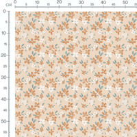 Tissu - Fleurs marron et blanches