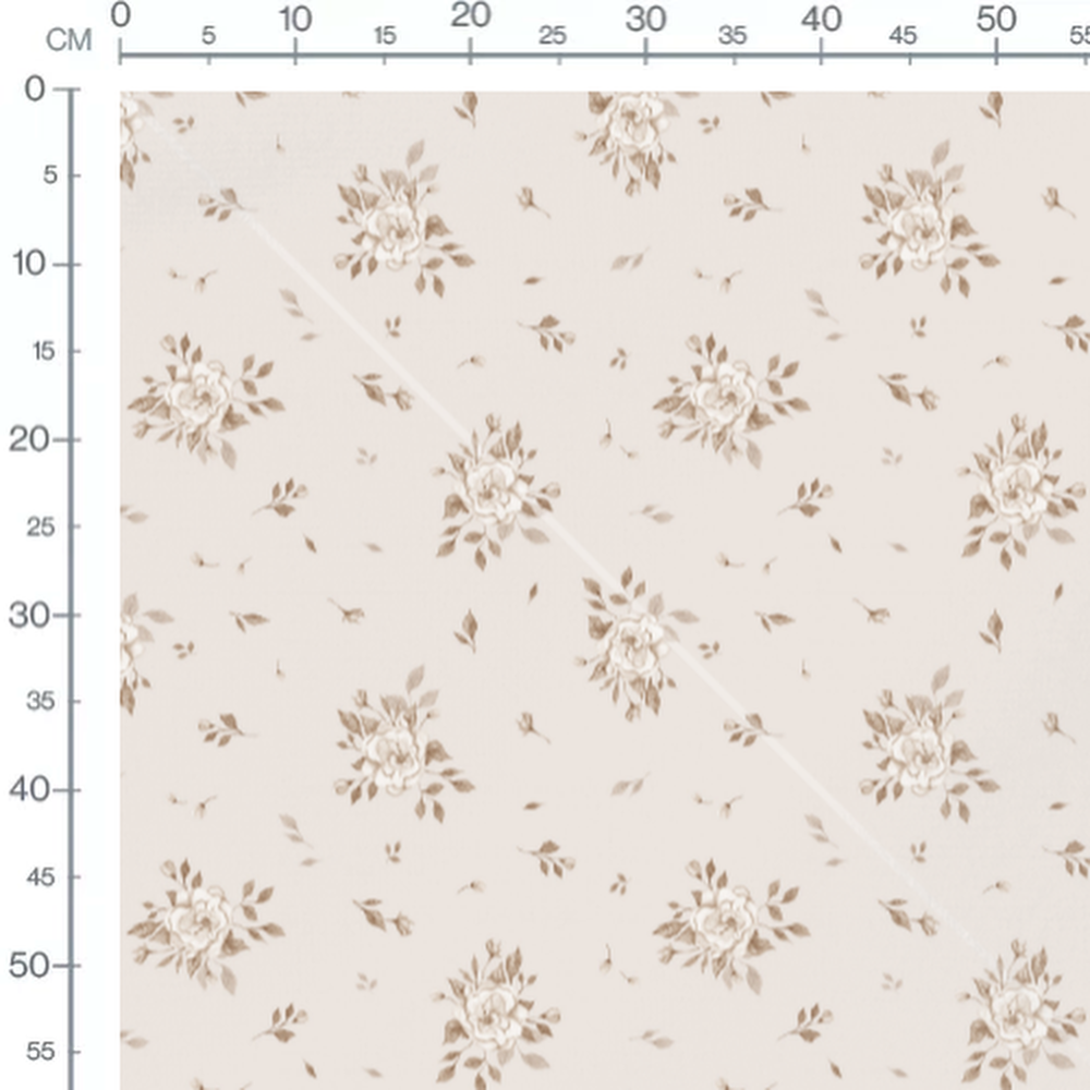 Tissu - Roses beiges et bourgeons clairs