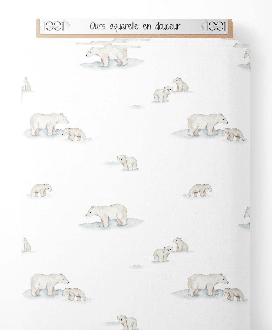 Tissu - Ours aquarelle en douceur