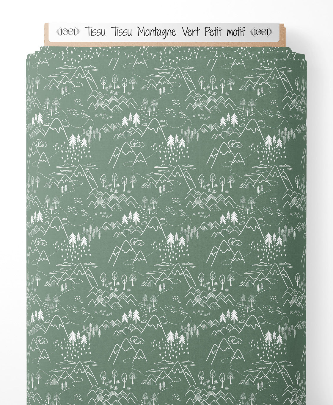 Tissu - Tissu Montagne Vert Petit motif