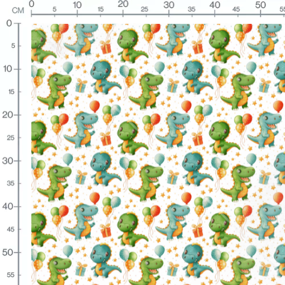 Tissu - Dinosaures et ballons blancs