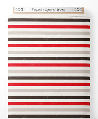 Tissu - Rayures rouges et brunes