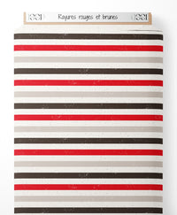 Tissu - Rayures rouges et brunes