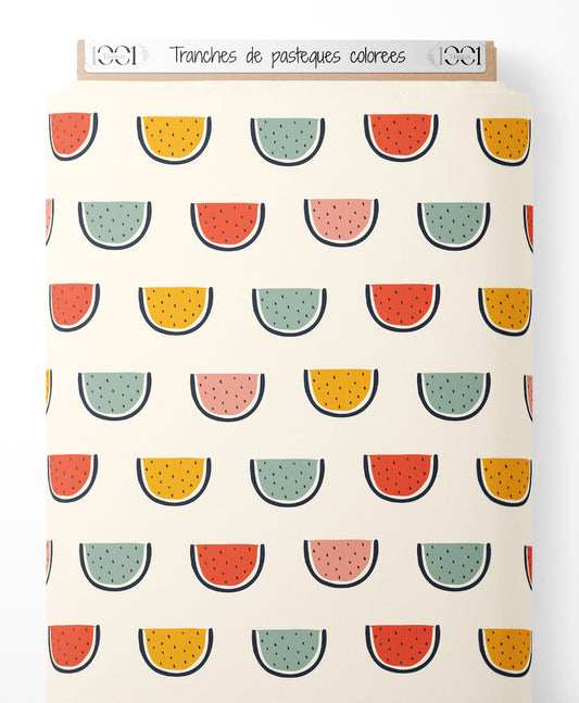 Tissu - Tranches de pastèques colorées
