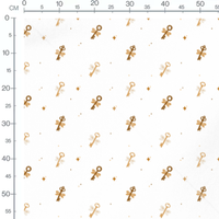 Tissu - Clés ailées dorées