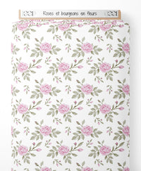 Tissu - Roses et bourgeons en fleurs