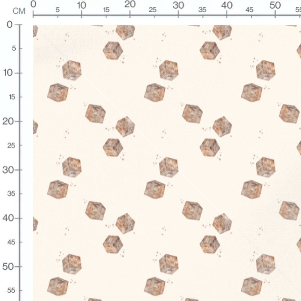 Tissu - Cubes marron sur fond beige
