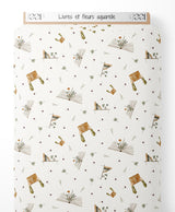 Tissu - Livres et fleurs aquarelle