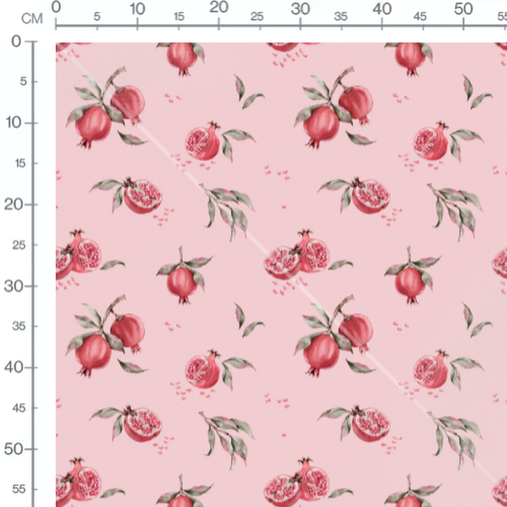 Tissu - Grenades roses sur fond rose