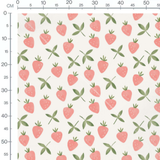 Tissu - Fraises roses et graines blanches