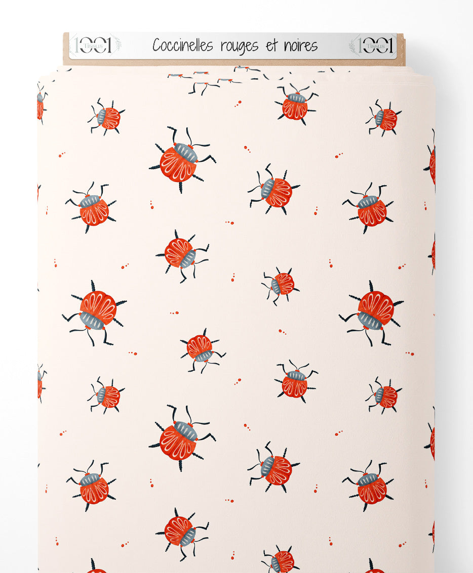 Tissu - Coccinelles rouges et noires