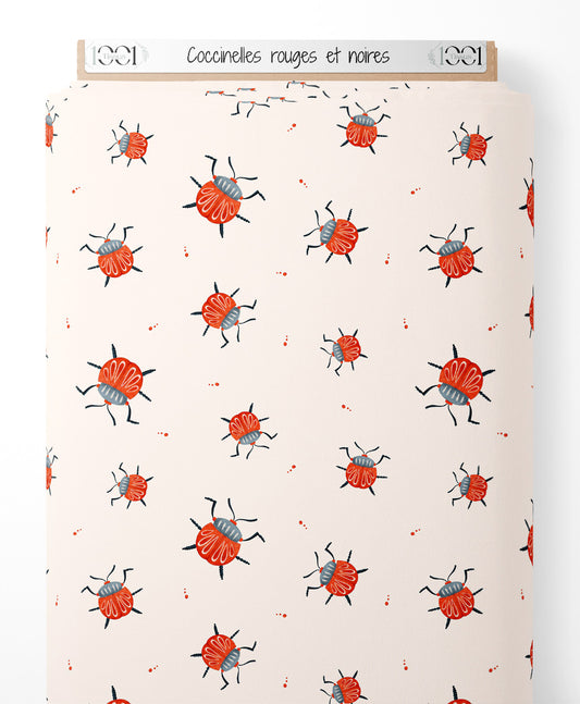 Tissu - Coccinelles rouges et noires